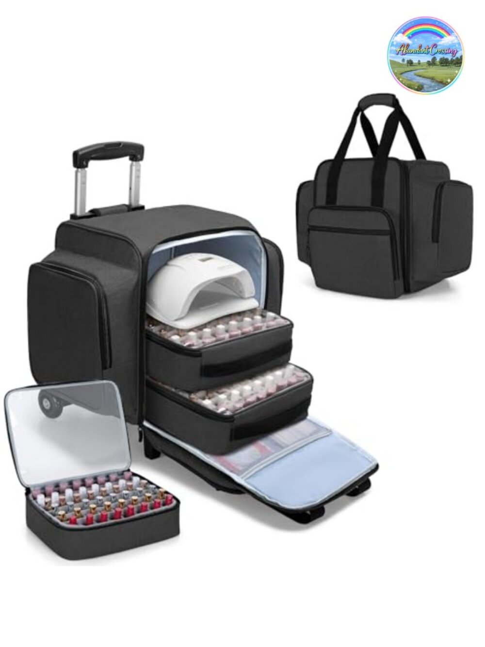 Rolling Nail Polish Organizer Holds 144 Bottles, Heavy-Duty Nylon with